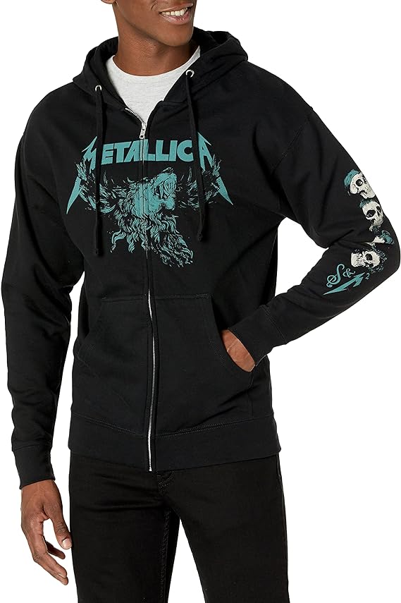 Metallica Adult Standard Official S&m2 Moose Skull Black Unisex Zip Hoodie