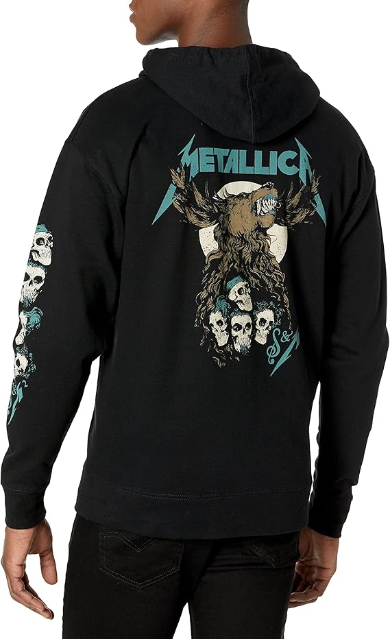 Metallica Adult Standard Official S&m2 Moose Skull Black Unisex Zip Hoodie